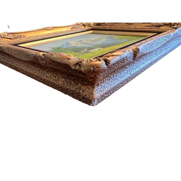 Vintage Oil Painting Signed E Evans Original Frame Vintage Untitled of Landscape - Picture 7 of 10